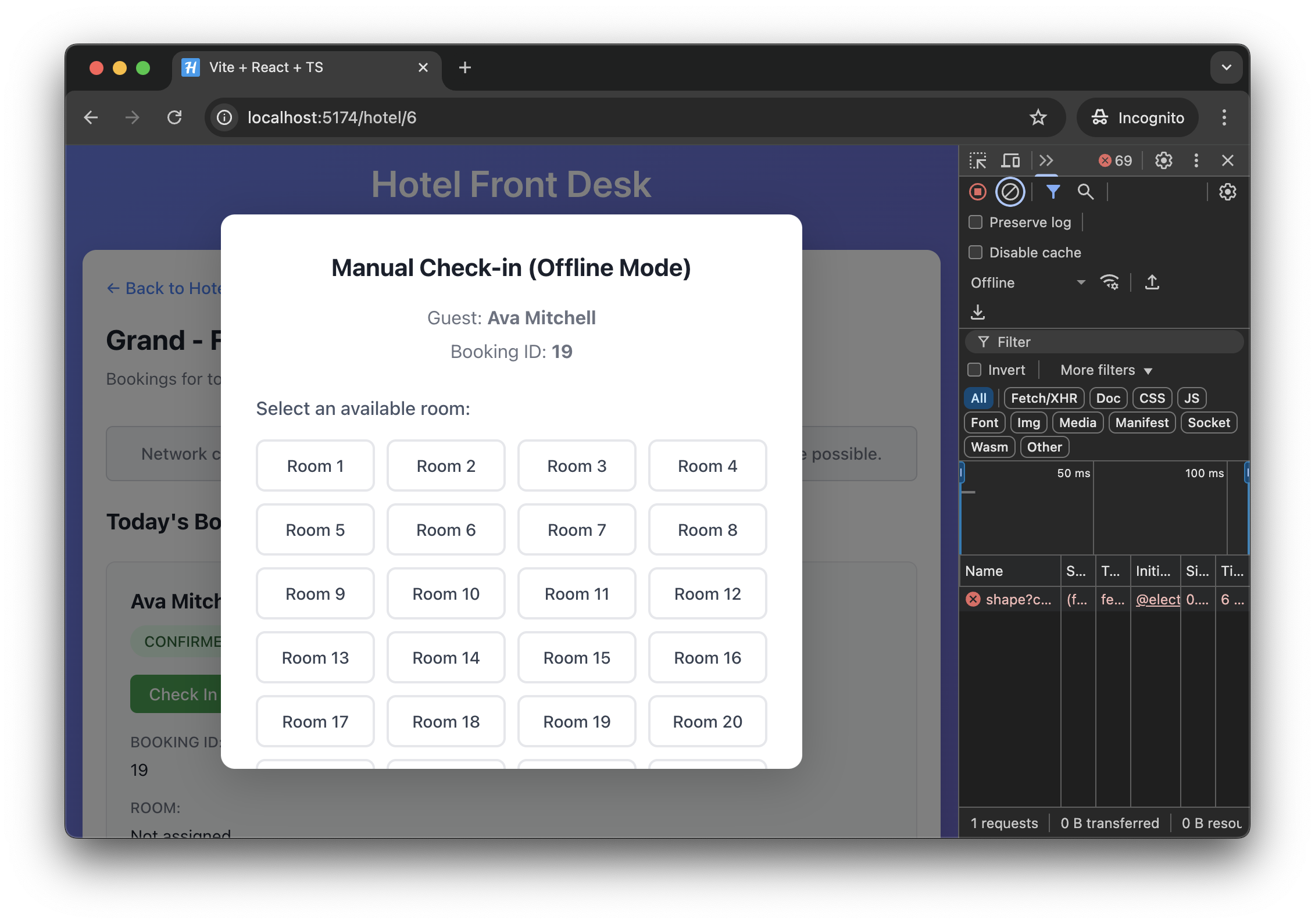 Front desk app when offline Front desk app when offline
