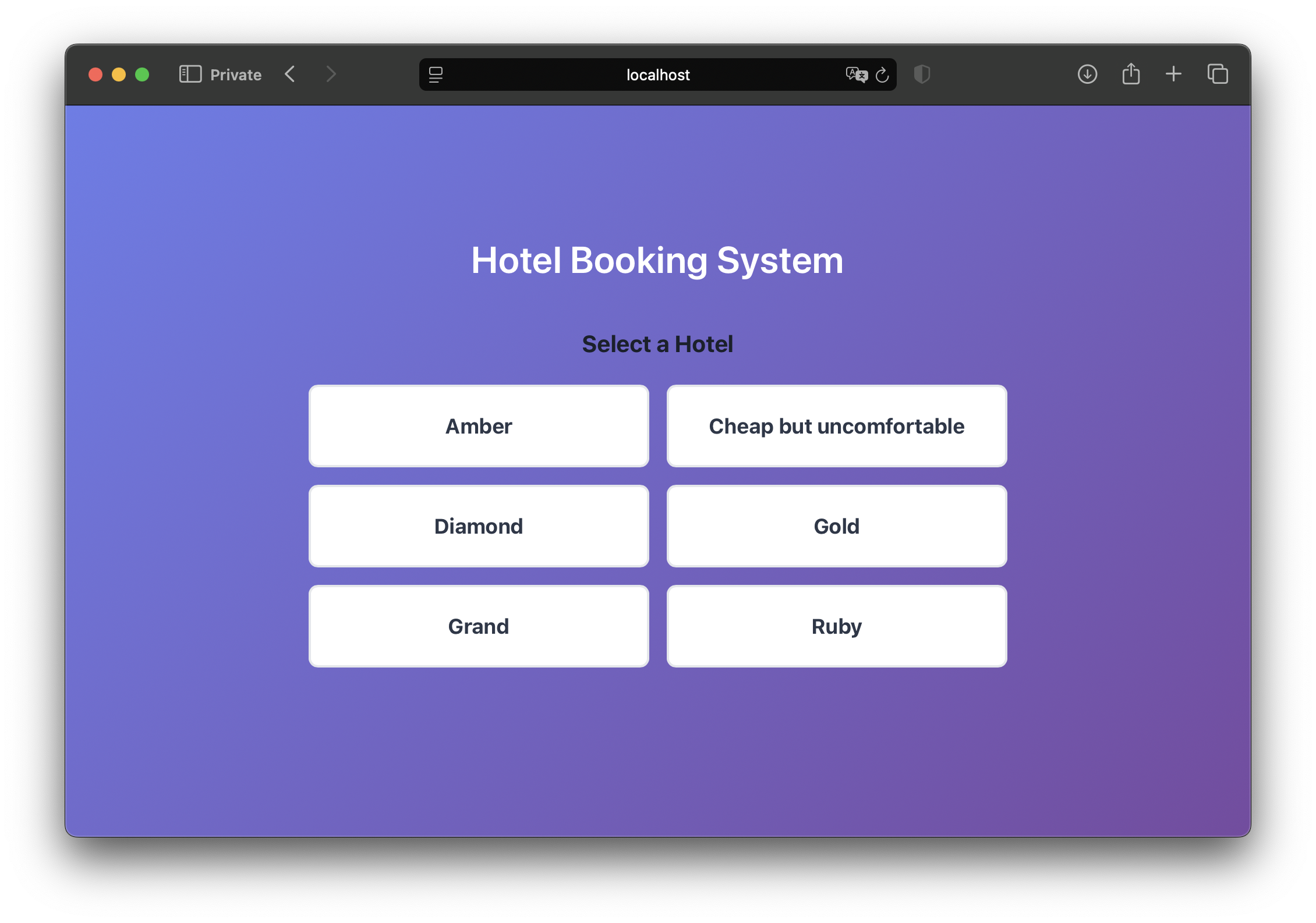 Demo app welcome screen
