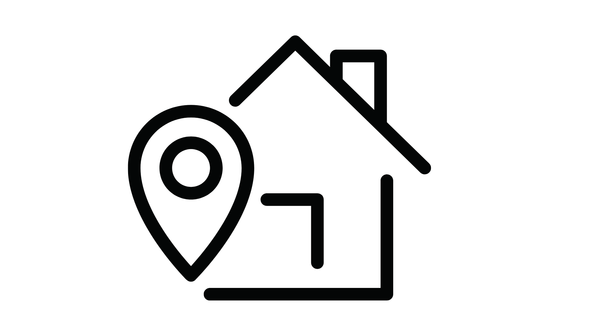 black and white house icon symbolizing the real estate industry